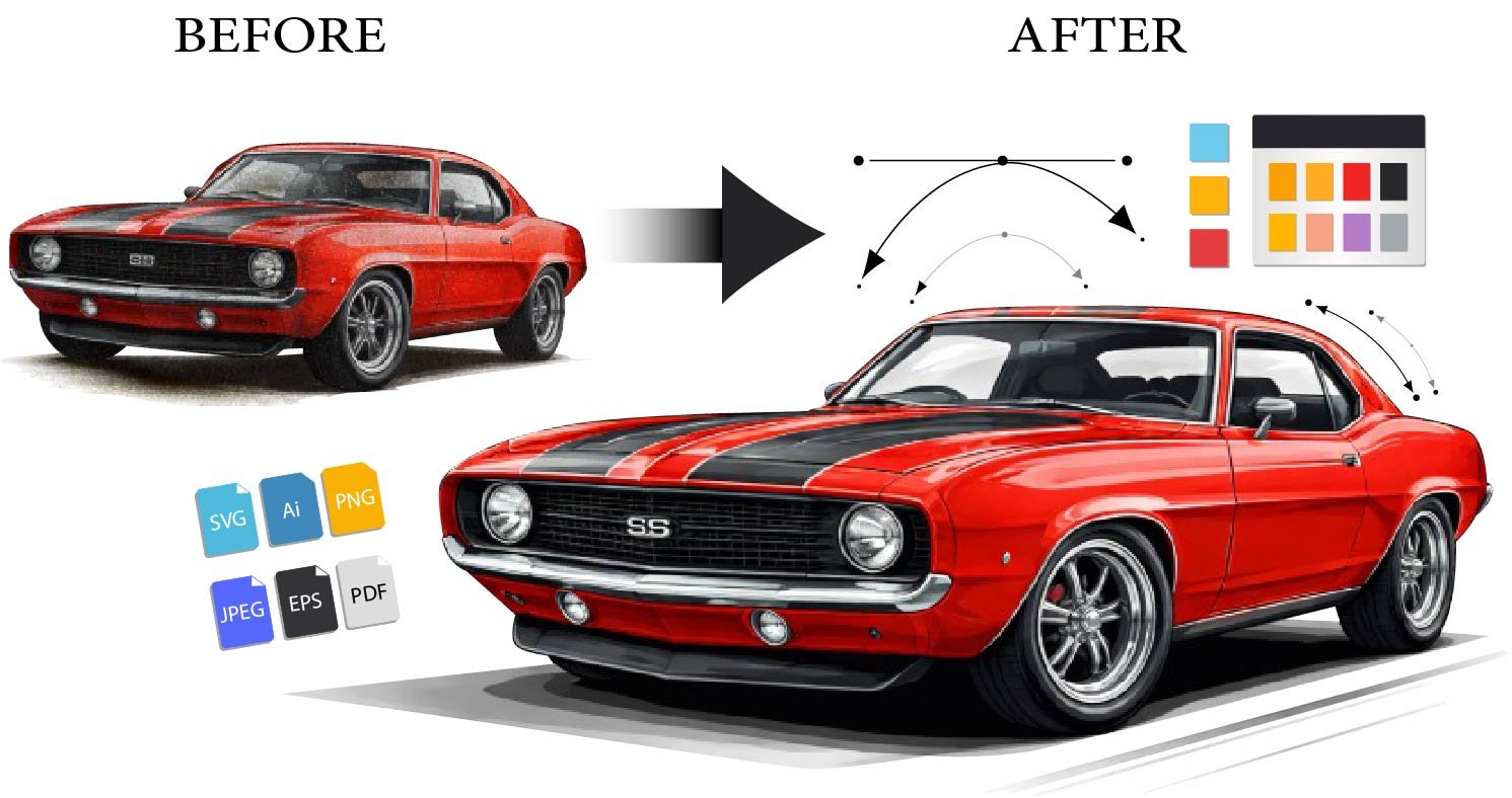 Custom Vector Art Service - Before and After Vector Conversion
