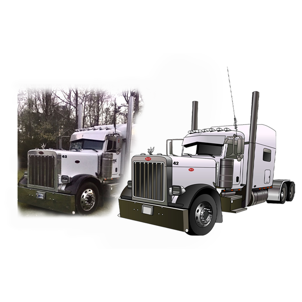 Peterbilt Truck Vector Art - Before and After Conversion