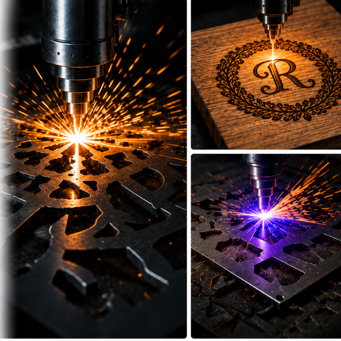 CNC routing, laser cutting, engraving, and plasma cutting in production