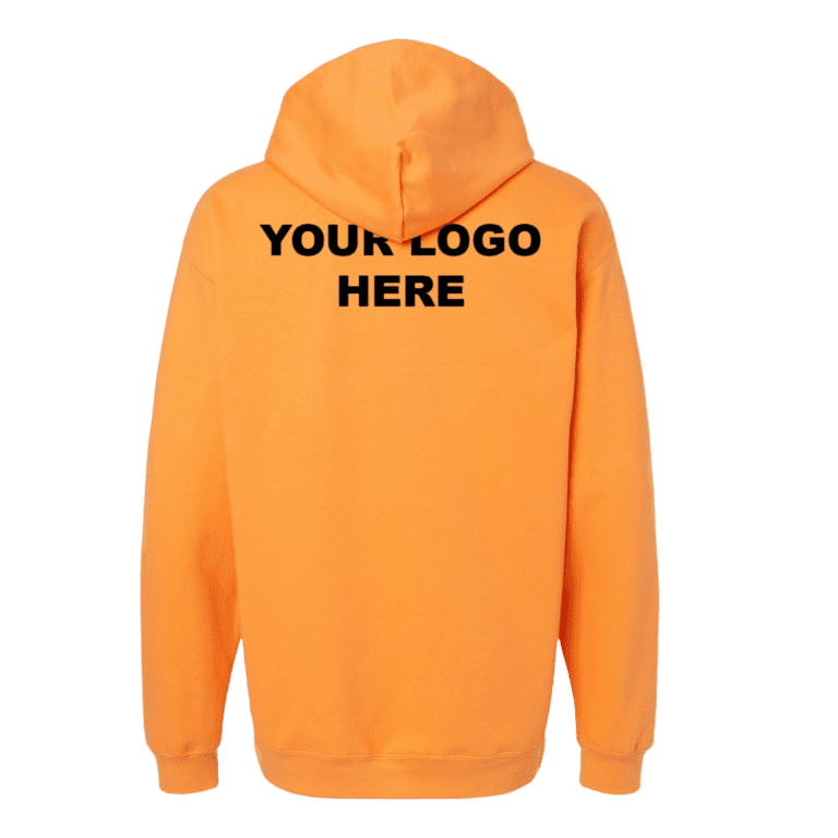 Orange hoodie with upper back logo