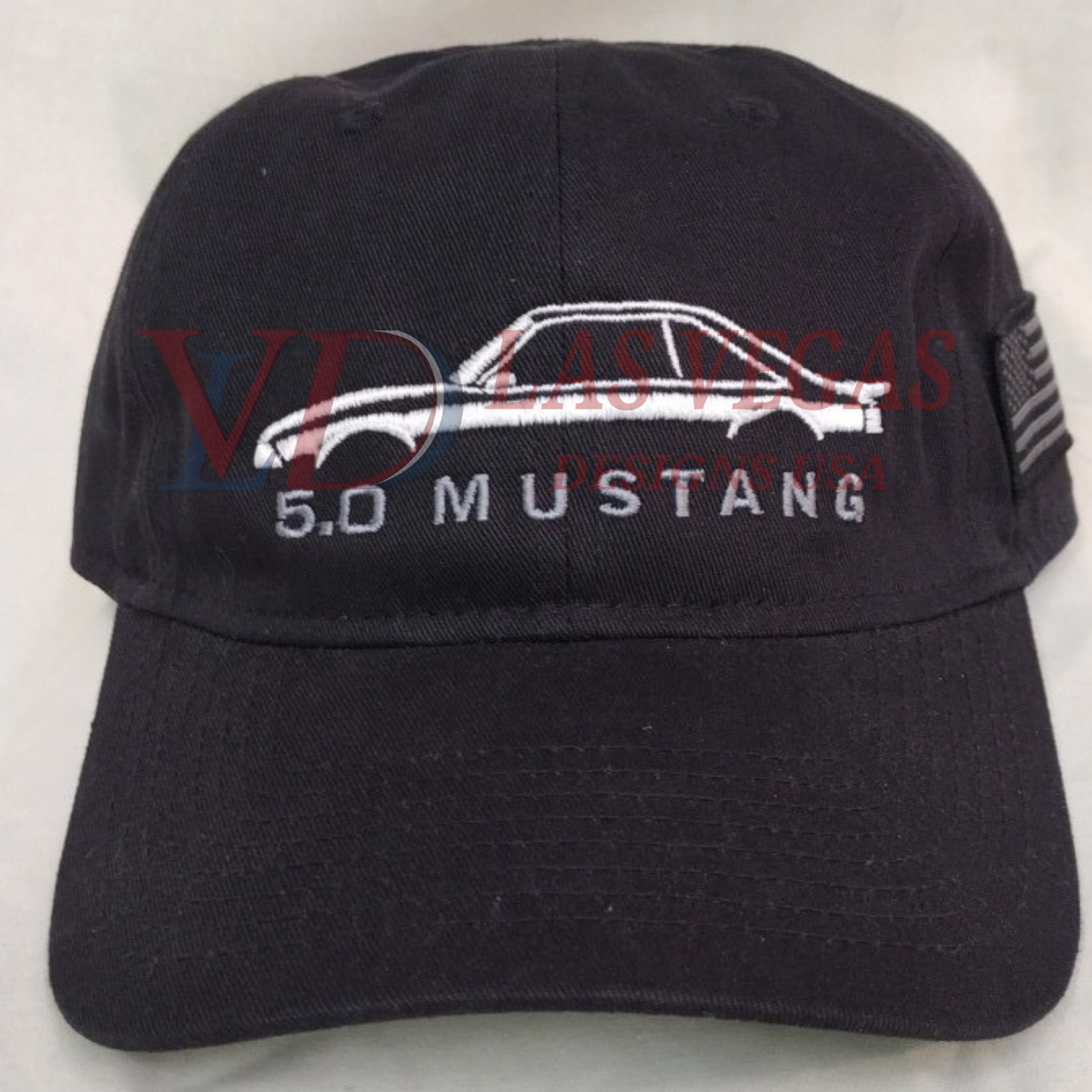 Ford Mustang 5.0 embroidery stitched on baseball caps
