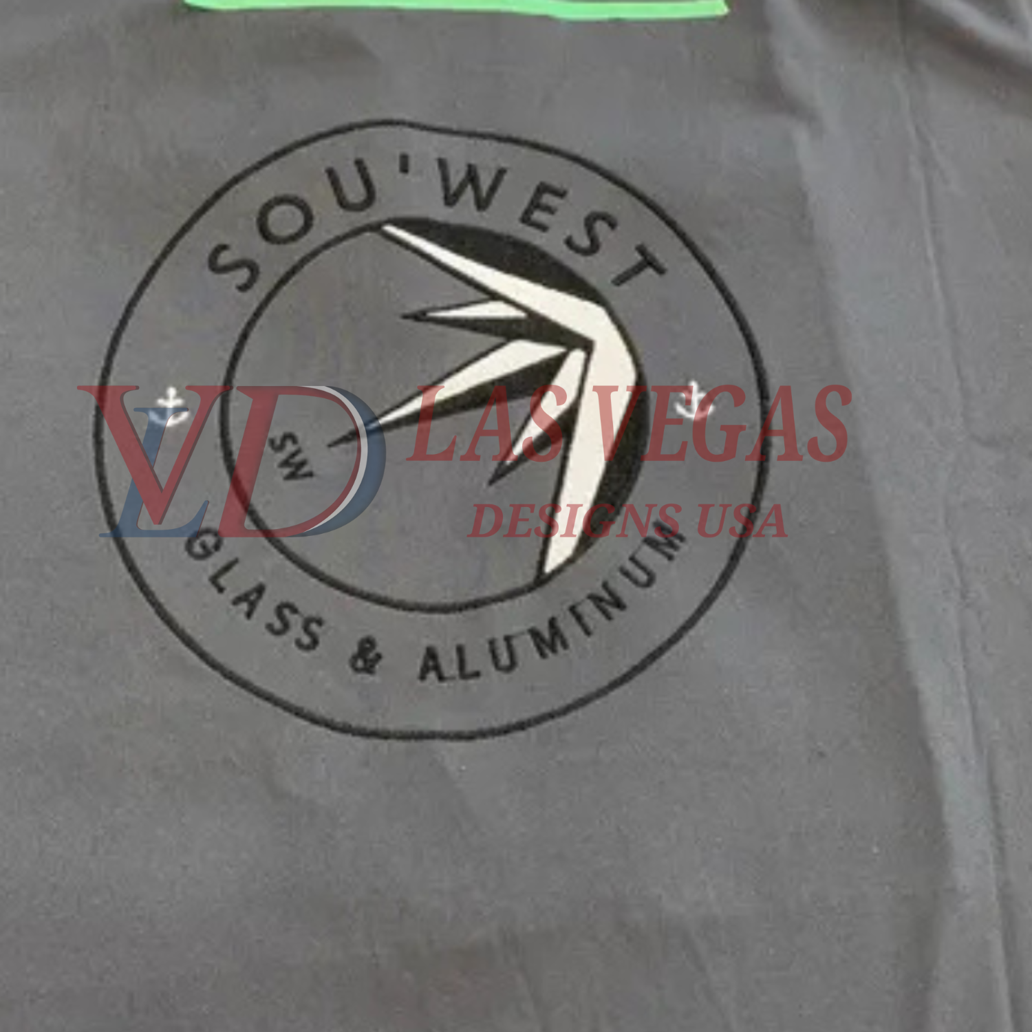 Sou'West Glass & Aluminum stitched out on shirt