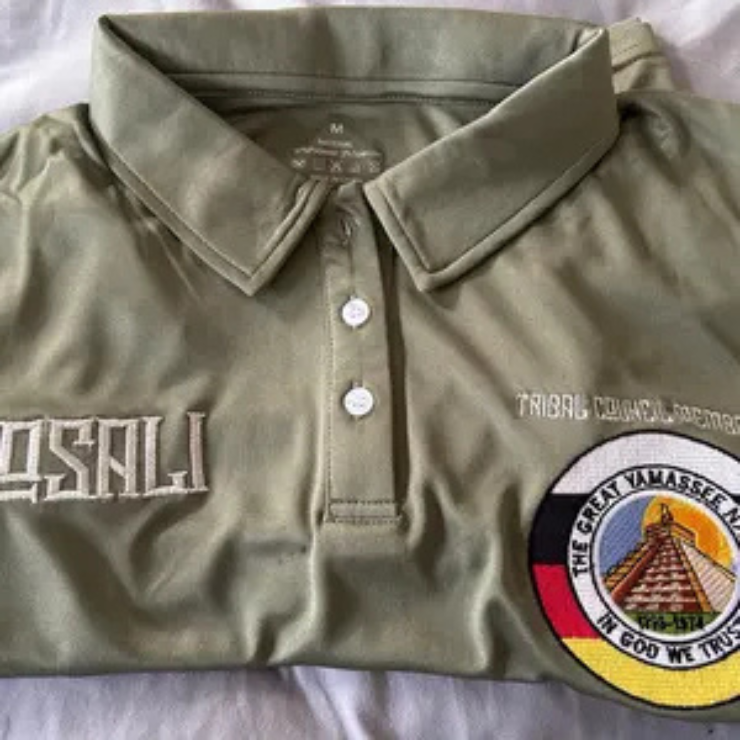 Shriners embroidered logo and name stitched on polo shirt