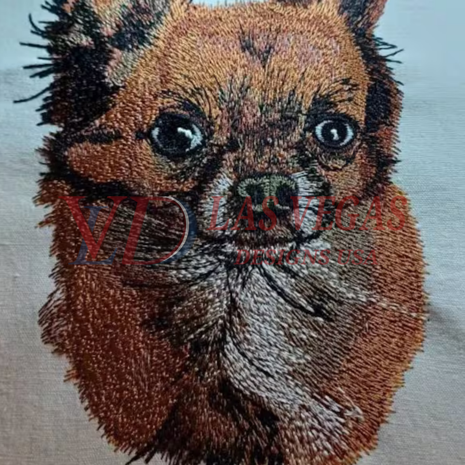 Chihuahua portrait embroidery on cotton fleece sweatshirt