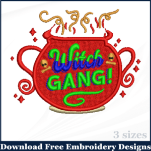 Witch Gang Halloween Embroidery Designs Free Download