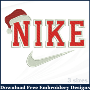 Nike logo with Santa hat Machine Embroidery Design