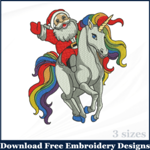 Santa Unicorn Machine Embroidery Design