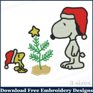Snoopy Dog with Christmas Hat Machine Embroidery Design