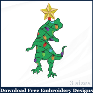 Christmas dinosaur embroidery design