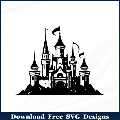 Black and White Castle Outline Free SVG Download