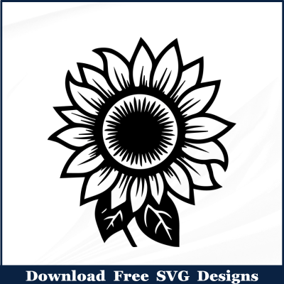 Sunflower black and white image outline Free SVG Download