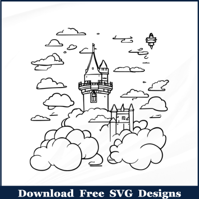 Disney Small Castle Outline Free SVG Download